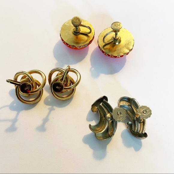 Vintage Coro screw back earring lot 3 sets - Picture 2 of 9